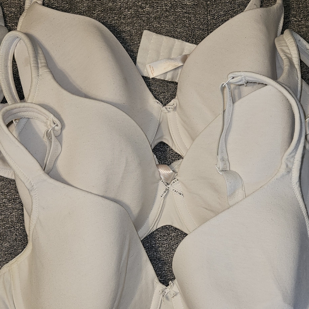 Cacique Cotton Tshirt 38DD White Bra - Lot Of 3